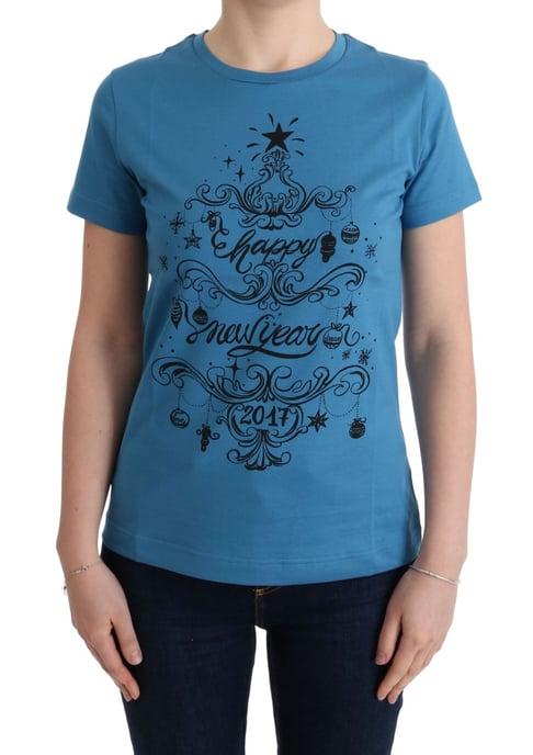 Camiseta de algodón azul para mujer de Dolce & Gabbana, motivo 2017 - Image 1