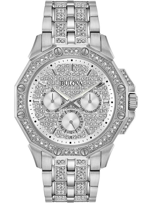 Bulova Crystal Men's Silver Watch 96C134 - Image 1