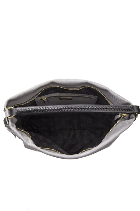 Bolso de Hombro de Cuero Gris para Mujer Pompei Donatella - Image 5