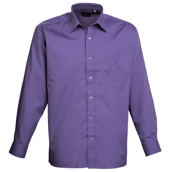 Premier Mens Premier Poplin Long-Sleeved Formal Shirt (Purple) - Image 1