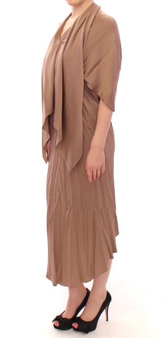 Vestido de cóctel drapeado de seda marrón Lamberto Petri para mujer - Image 2