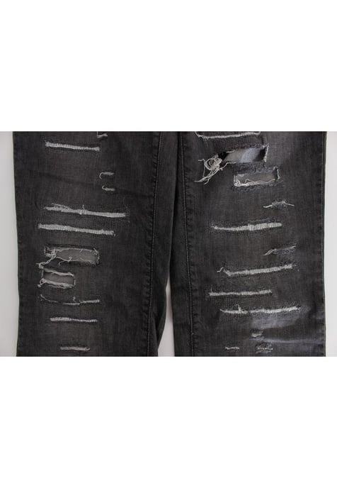 Jeans rectos desgastados de algodón gris para mujer John Galliano - Image 6