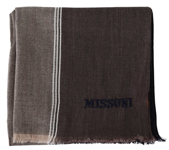 Missoni Men's Brown Striped Wool Unisex Neck Wrap Fringes Scarf - Image 4