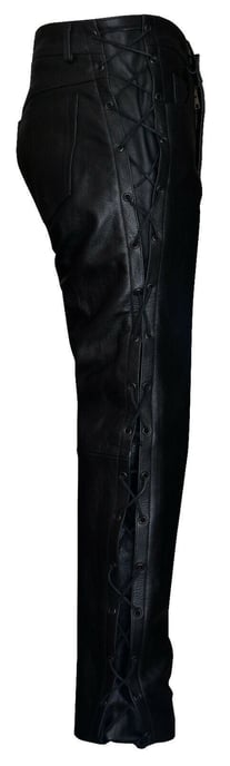 Mens Laced Leather Biker Jeans-Utah