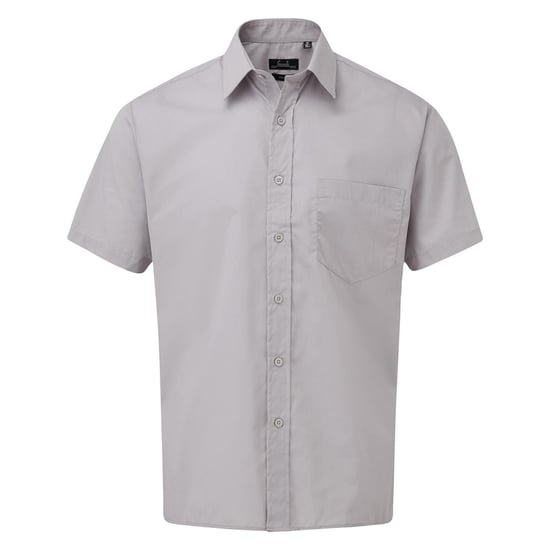 Premier Mens Short Sleeve Poplin Shirt (Silver) - Image 1