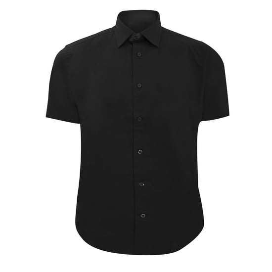 Russell Collection Mens Short Sleeve Easy Care Fitted Shirt (Black) - Image 1