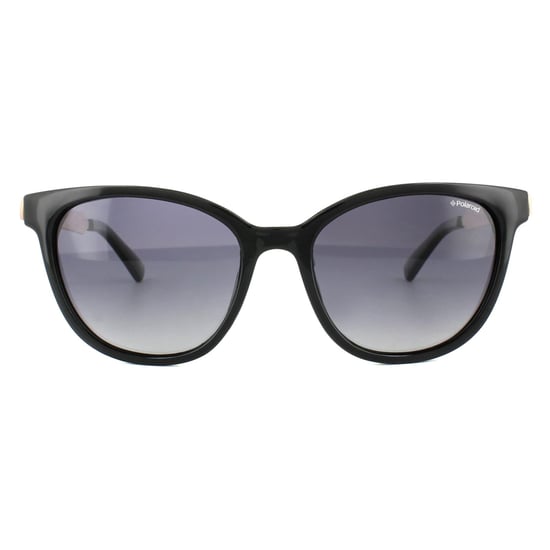 Polaroid Cat Eye Womens Black Rose Gold Grey Gradient Polarized Sunglasses
