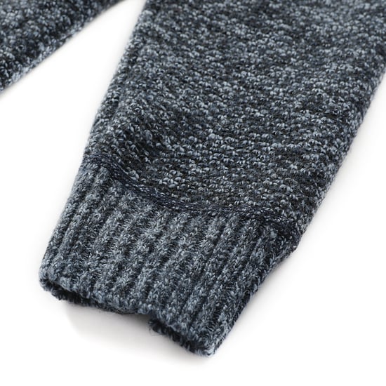 Men's Winter Transition Cardigan with Hood Lined Chunky Knit Hooded Warm Jacket Blue - Image 6