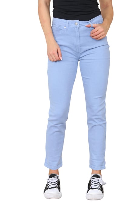 Vaqueros Mom de talle alto y pierna recta cónica para mujer de M&Co en azul cielo - Image 1