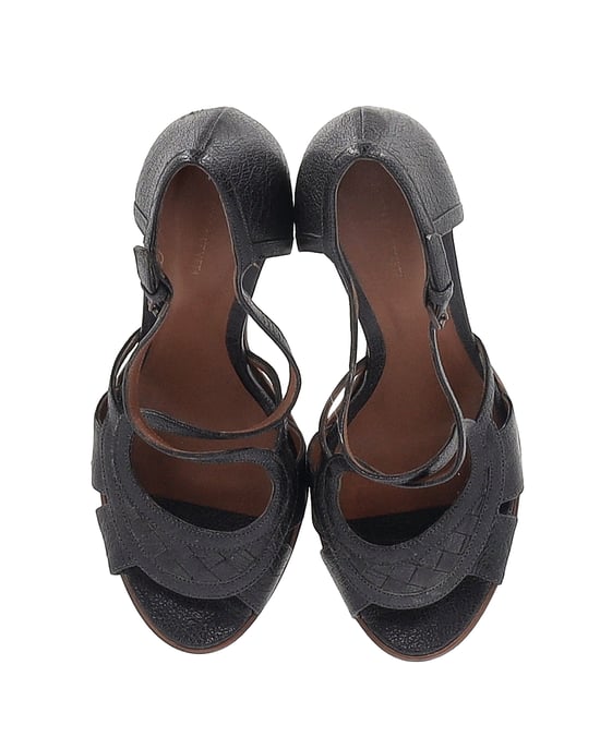 Bottega Veneta Peep-Toe Strappy Sandals in Black Leather - Image 5