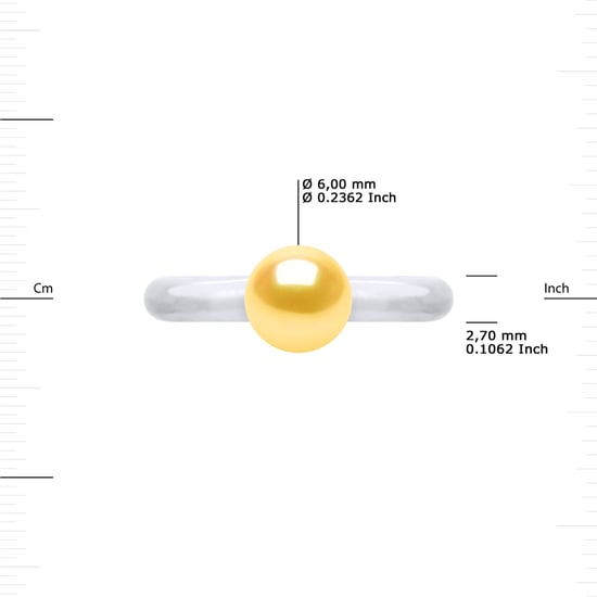 Rush Ring Adjustable Freshwater Pearl Round 6-7 mm Gold 925