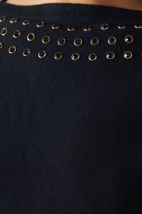 Stud Detail Boat Neck Jumper