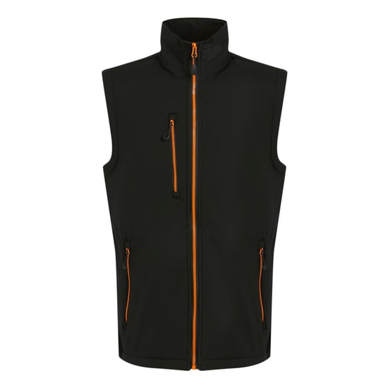 Regatta Mens Navigate Softshell 2 Layer Body Warmer (Black/Orange Pop) - Image 1
