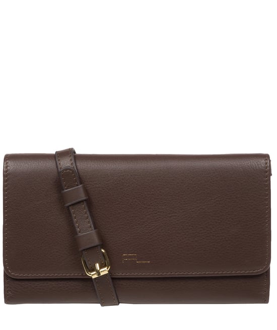 'Saffron' Hot Fudge Nappa Leather Cross Body Clutch Bag