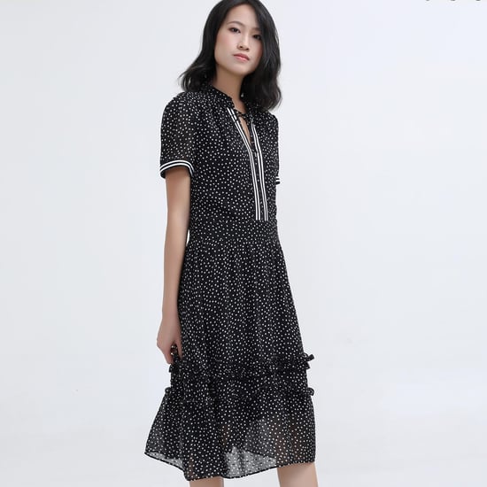 Polka Dots Fit and Flare Chiffon Dress