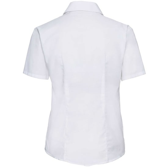 Russell Collection Ladies/Womens Short Sleeve Easy Care Oxford Shirt (White) - Image 2