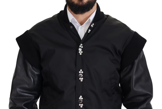 Chaqueta de Hombre con Botones de Cristales de Nylon Negro Dolce & Gabbana - Image 2