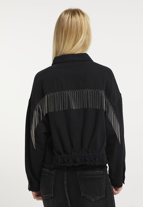 Mymo denim jacket women black - Image 4