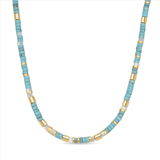 Necklace Luxenter Ihun made of 925 sterling silver and Turquoise 18K yellow gold plated finish