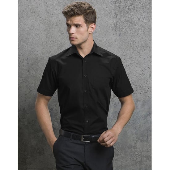 Russell Collection Mens Short Sleeve Easy Care Oxford Shirt (Black) - Image 5