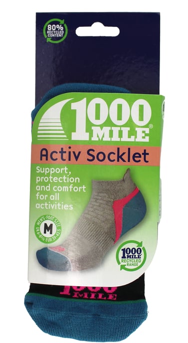 1000 Mile - Calcetines de deporte para hombre Active Low Cut Repreve Cushioned - Negro / Teal - Image 2