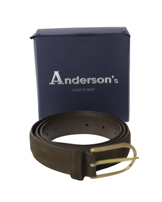 Anderson's Buckle Belt in Dark Brown Suede - Image 5