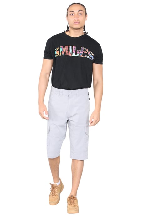 Shorts cargo de secado rápido con múltiples bolsillos para hombre en gris - Image 6