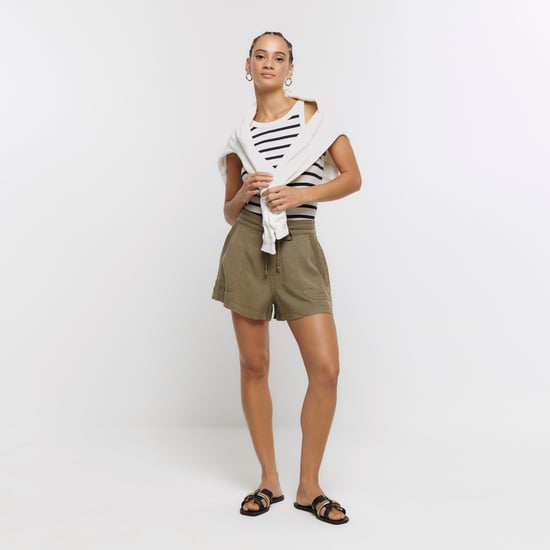 River Island Womens Shorts Khaki Lyocell Drawstring