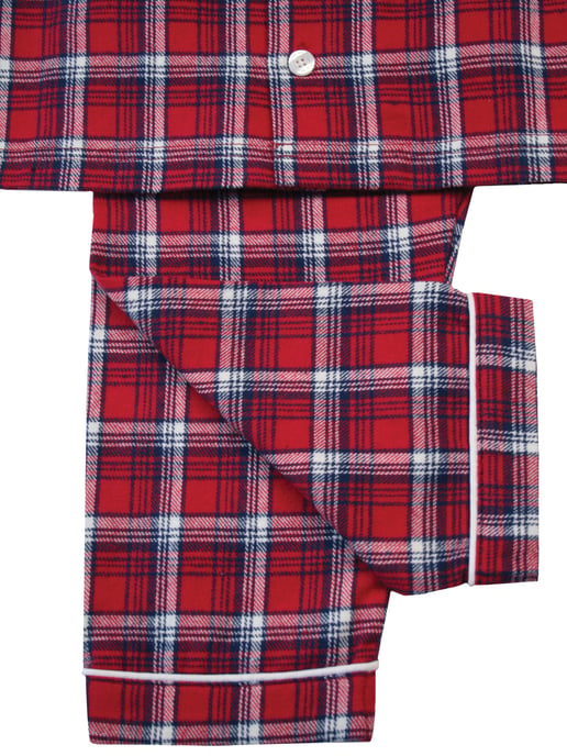 Boys Red Check Traditional Cotton Pyjamas Set