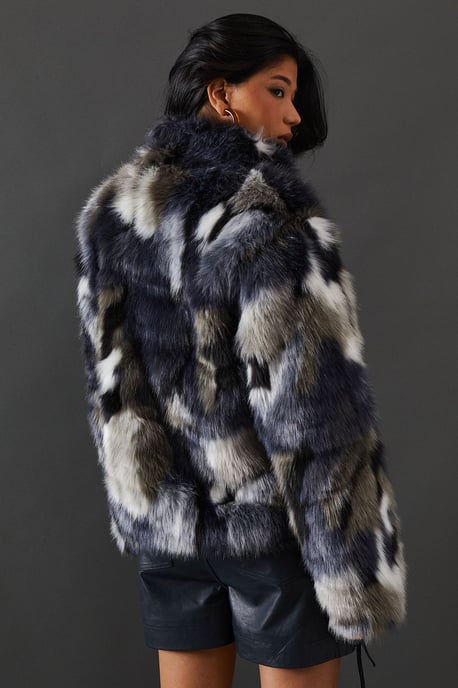 Premium Camouflage Faux Fur Cropped Jacket