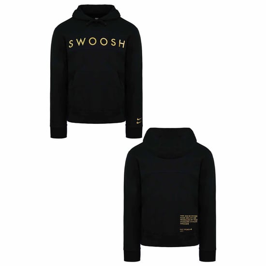 Nike Standard Fit Swoosh Logo Long Sleeve Pullover Black Mens Hoodie DC2587 010