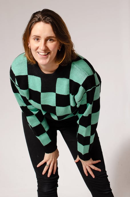 Green Black Check Crew Neck Jumper