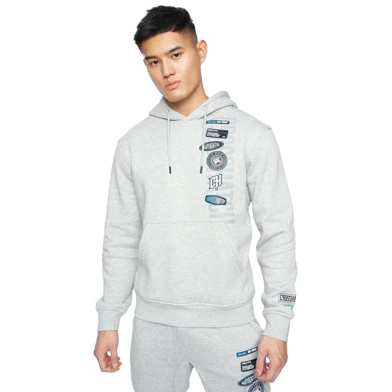 Crosshatch Mens Pepperhill Hoodie (Light Grey Marl) - Image 1