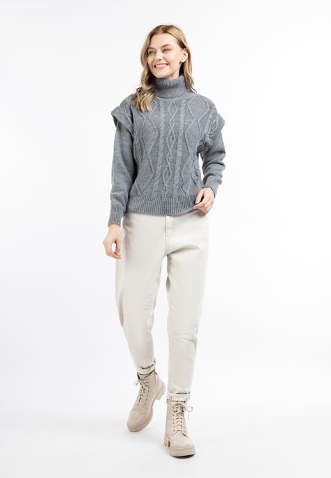 Dreimaster Knitted pullover women dark grey melange - Image 2