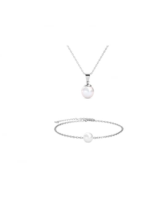 Conjunto de perlas de cristal de luna llena - Plata y cristal - Image 1