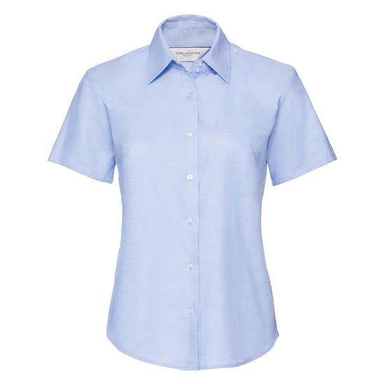 Russell Collection Ladies/Womens Short Sleeve Easy Care Oxford Shirt (Oxford Blue) - Image 1