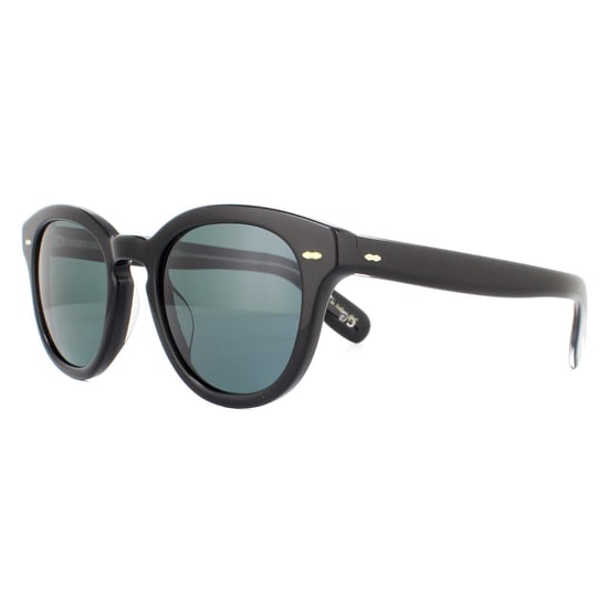 Oliver Peoples Round Unisex Black Blue Polarized Sunglasses