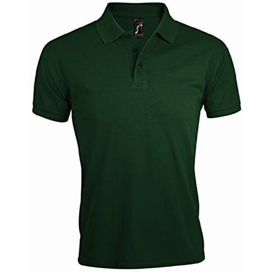 SOLs Mens Prime Pique Plain Short Sleeve Polo Shirt (Bottle Green) - Image 1
