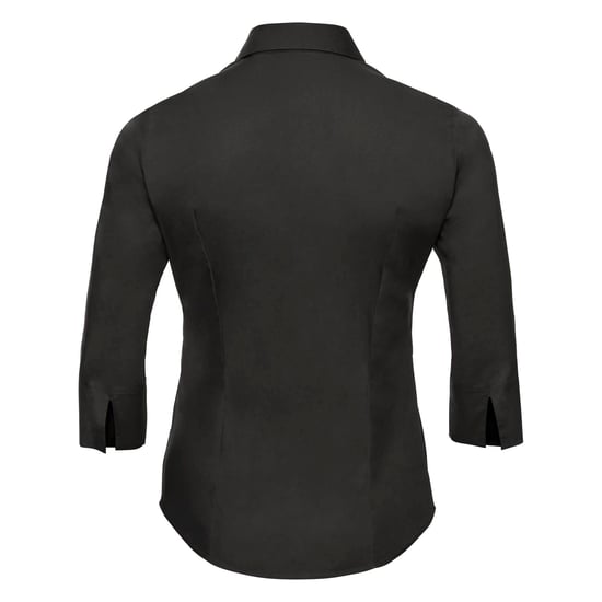 Russell Collection Ladies/Womens 3/4 Sleeve Easy Care Fitted Shirt (Black) - Image 2