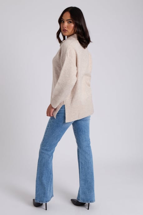 Oatmeal Plain Oversized Half Zip