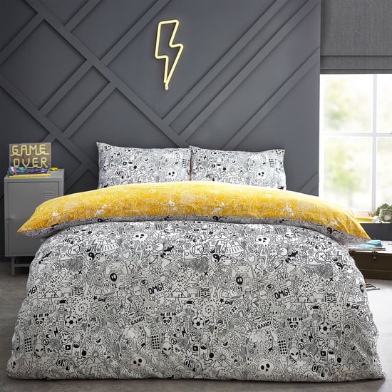 Doodles Abstract Reversible Duvet Cover Set