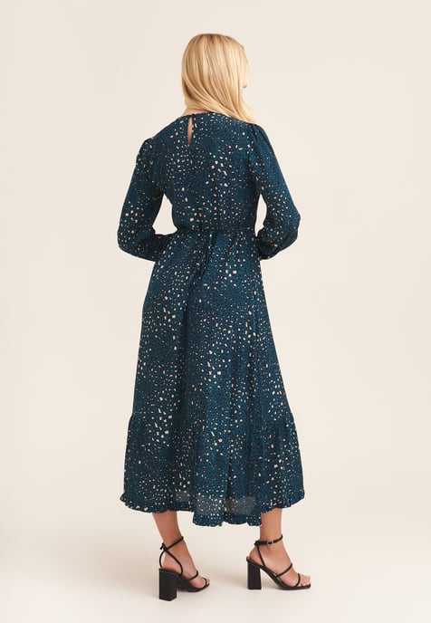 Vestido largo de manga larga con estampado de leopardo - Image 3