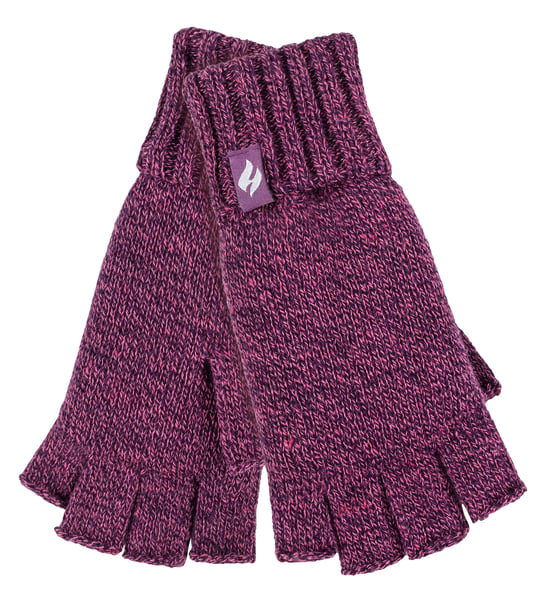 Guantes de punto sin dedos para señoras | GUANTES DE TEJIDO SÓLIDO | Púrpura Twist - Image 1