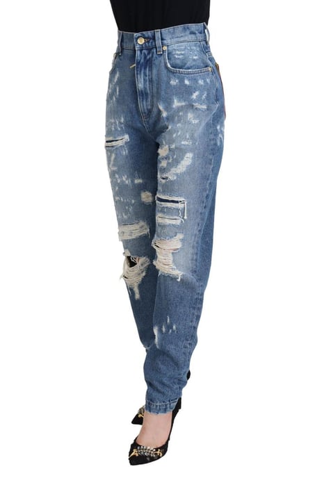 Jeans de mezclilla desgastados de algodón azul para mujer de Dolce & Gabbana - Image 2