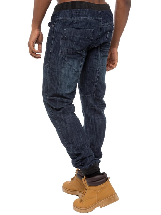 Enzo| Pantalones vaqueros con puños para hombre - Azul oscuro - Image 2