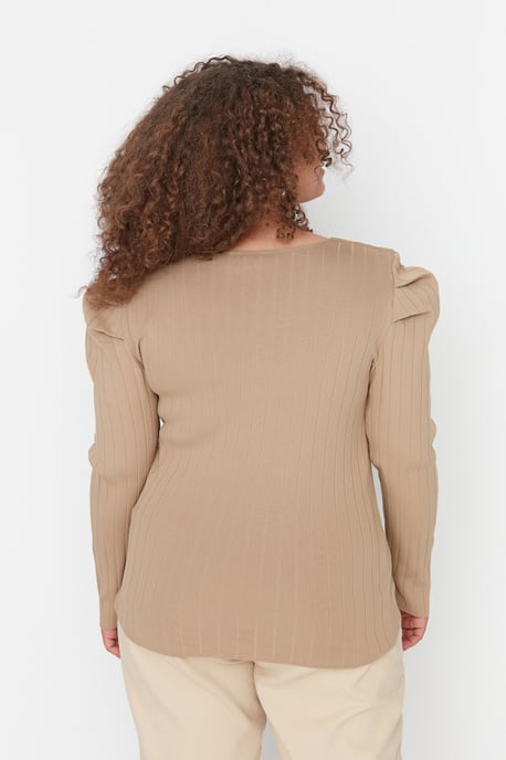 Trendyol Women's Balloon Sleeve bodycone Straight Plus Size Blouse - Image 5