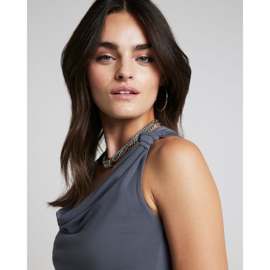 River Island Womens Modal Top Grey Cowl Neck Sleeveless