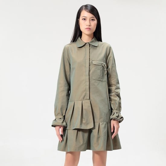 Safari shirt-dress with long sleeves