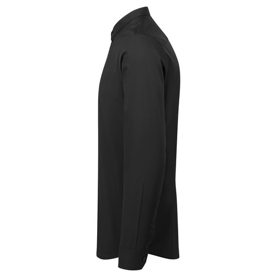 Premier Mens Banded Collar Long-Sleeved Formal Shirt (Black) - Image 3