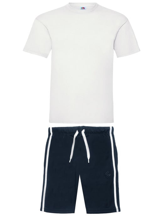Enzo | Conjunto de camiseta y pantalón corto para hombre - Blanco/Azul marino - Image 1